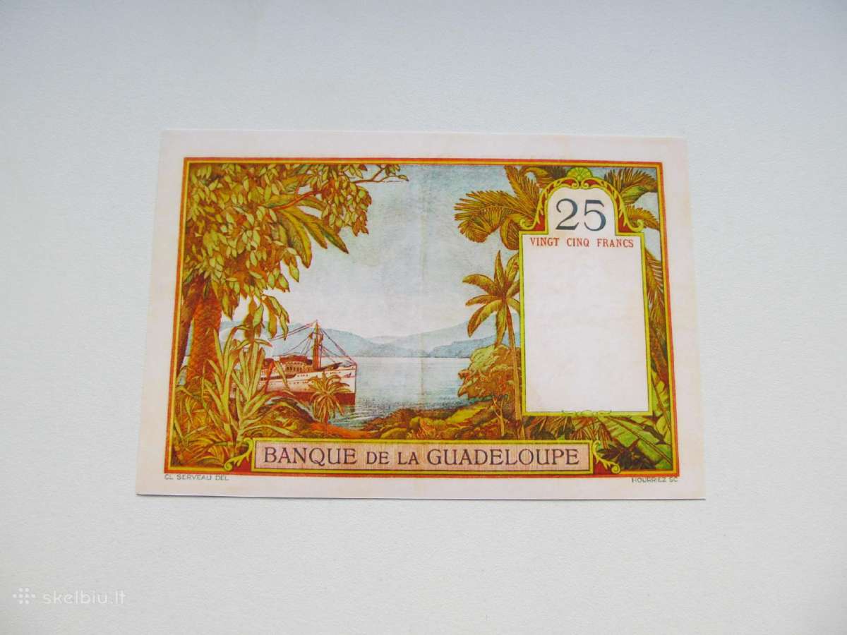 25 frankai , Gvadelupa , 1934 - 1944 - nuotraukos Nr. 2