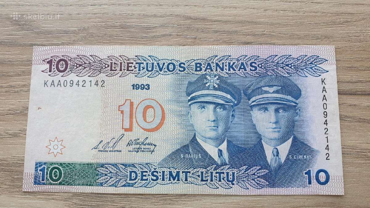 1993 metų 10 litų Kaa pirma serija - nuotraukos Nr. 3