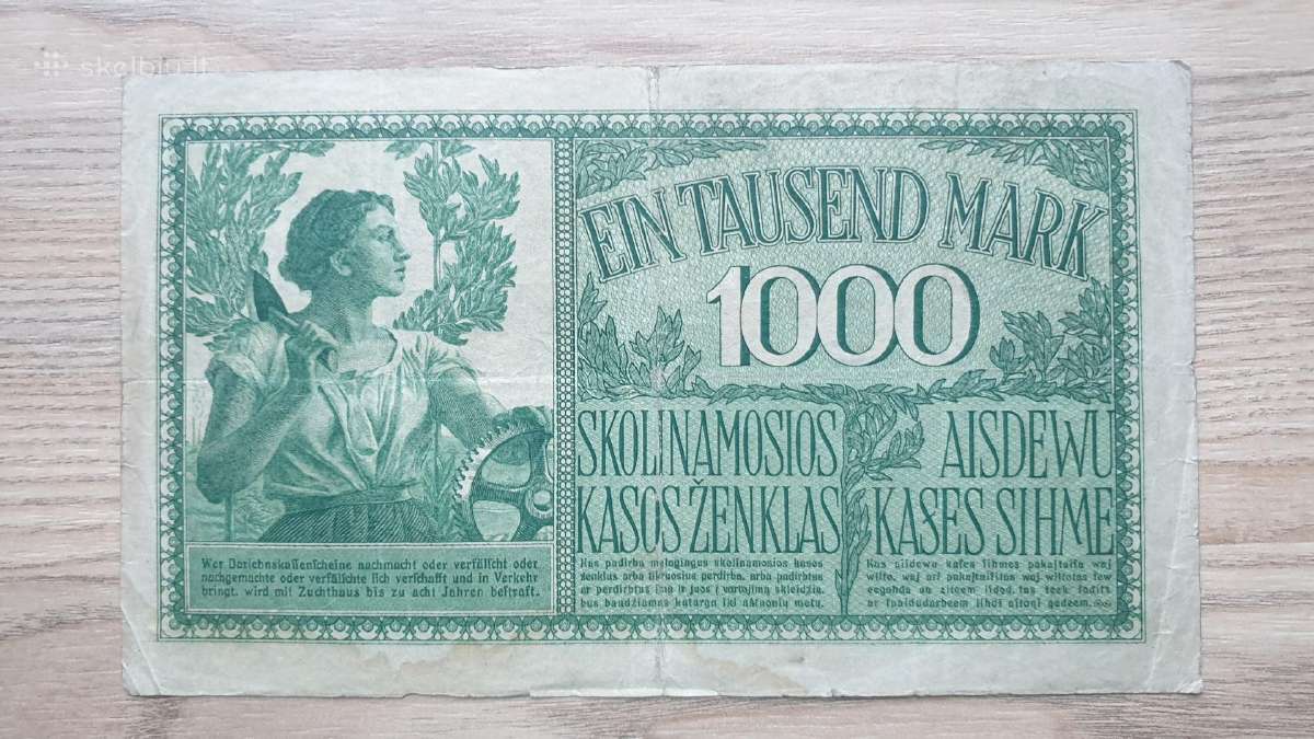 1918 1000 markių ostmarkių Lietuva - nuotraukos Nr. 2
