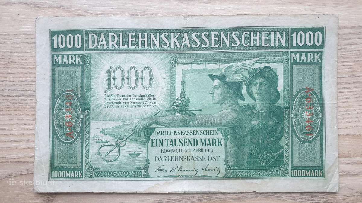 1918 1000 markių ostmarkių Lietuva