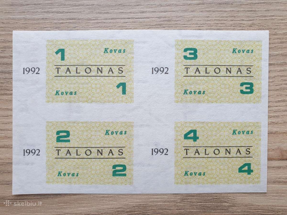 1992 metų maisto talonas Kovas Unc