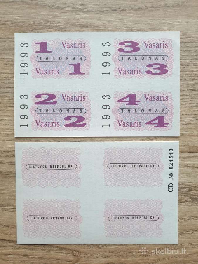 1993 metų maisto talonai Vasaris Unc