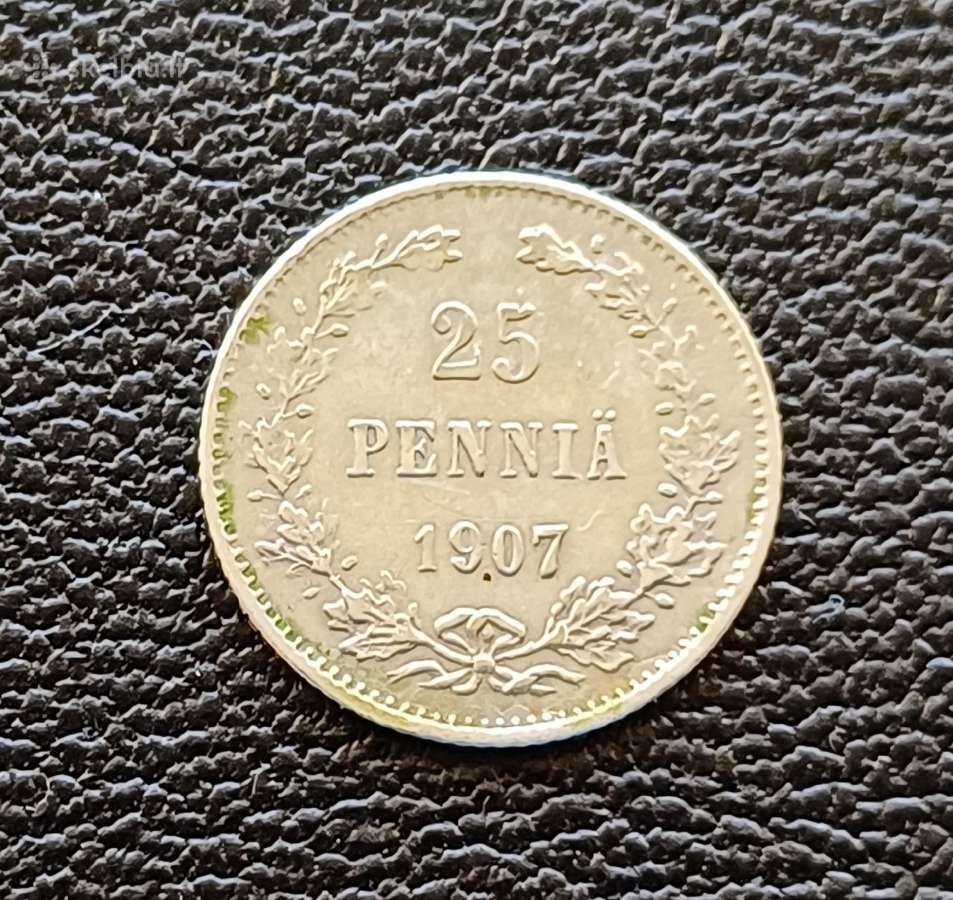 (213) 25 pennia 1907m. Suomija sidabras