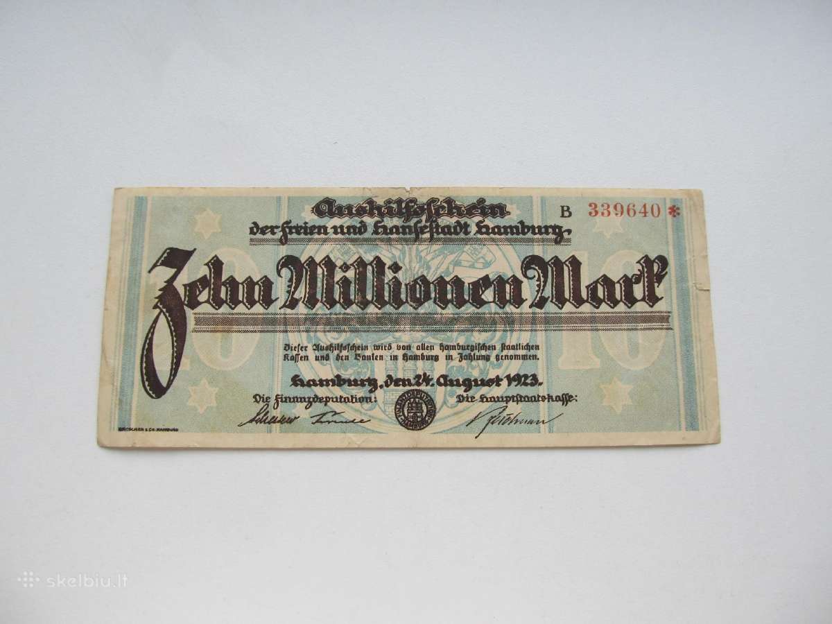 10 milijonu markiu , Hamburg Vokietija , 1923