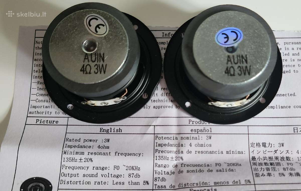 Garsiakalbis: 4 Ohm, 3w (Rms) - nuotraukos Nr. 2