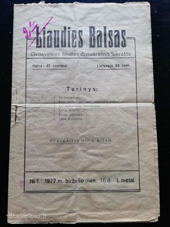 Liaudies balsas 1927m 1nr