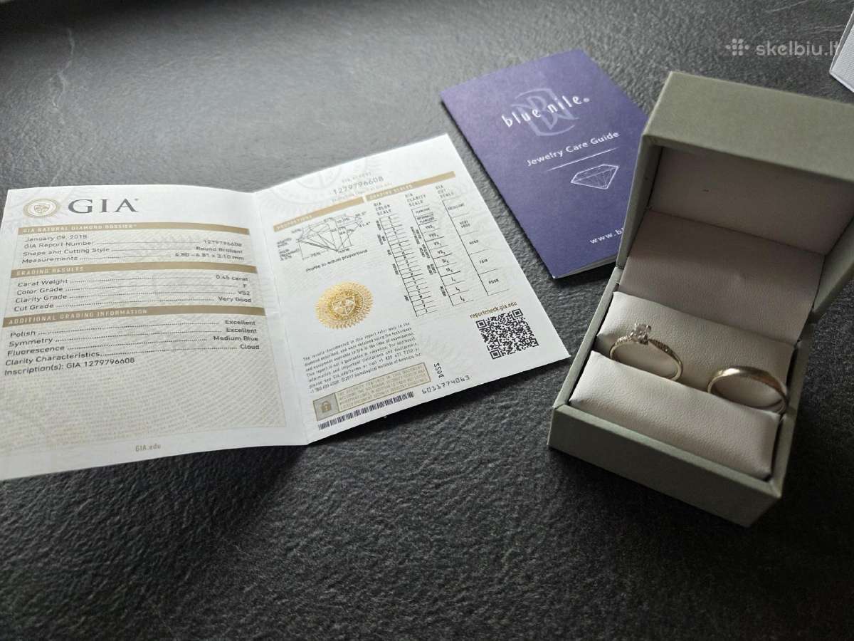 Auksinis žiedas su briliantu 0.45 ct - nuotraukos Nr. 2