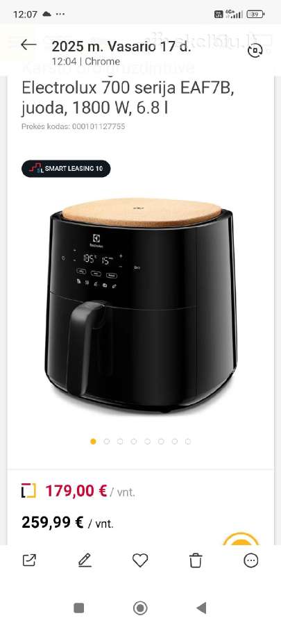Karšto oro gruzdintuvė Electrolux