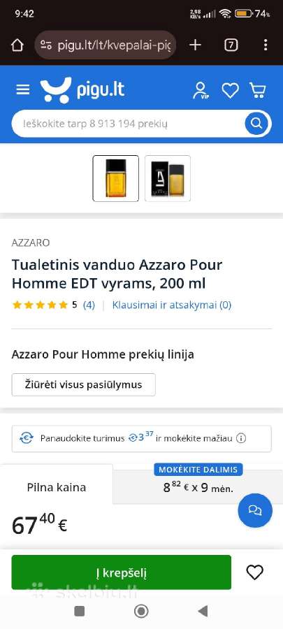 Azzaro Pour Homme Edt 200 ml - nuotraukos Nr. 5