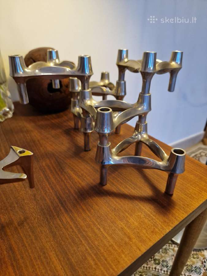Vintažinės mid century Bauhaus st. chromo žvakidės - nuotraukos Nr. 2