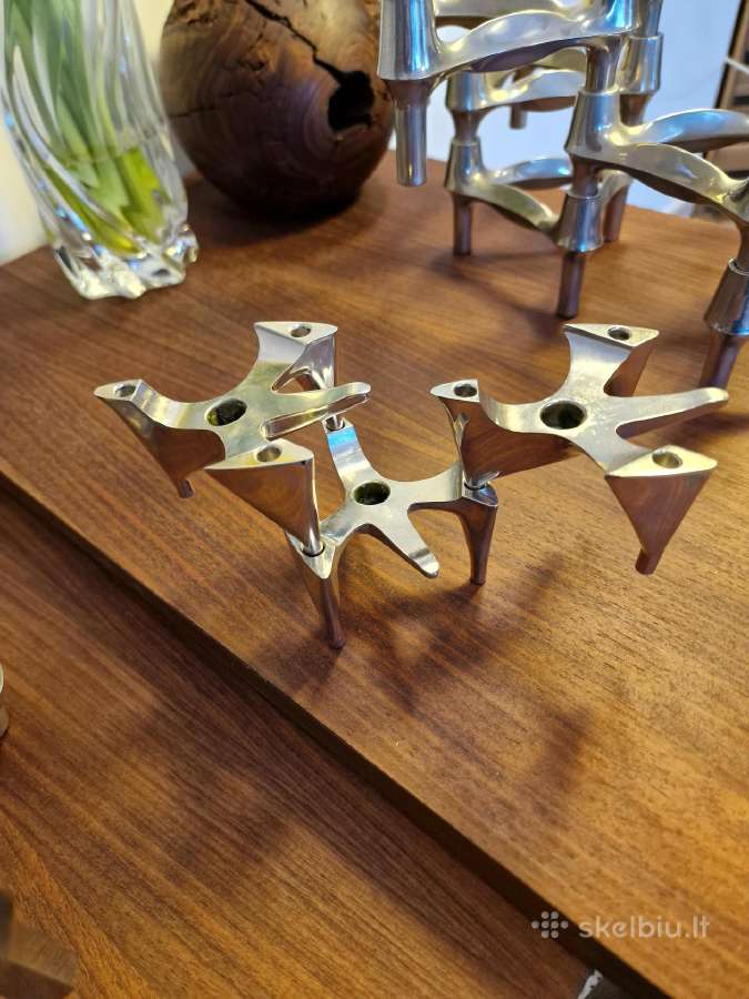 Vintažinės mid century Bauhaus st. chromo žvakidės - nuotraukos Nr. 3