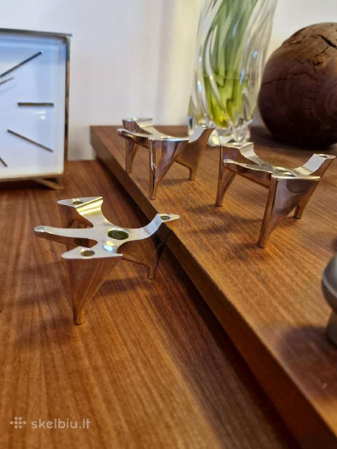 Vintažinės mid century Bauhaus st. chromo žvakidės - nuotraukos Nr. 5