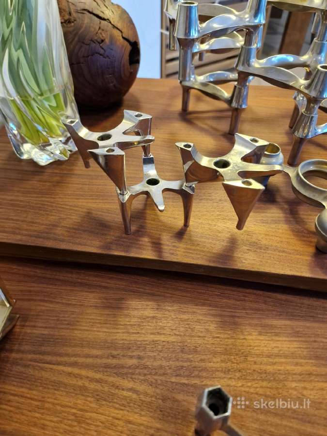 Vintažinės mid century Bauhaus st. chromo žvakidės - nuotraukos Nr. 9