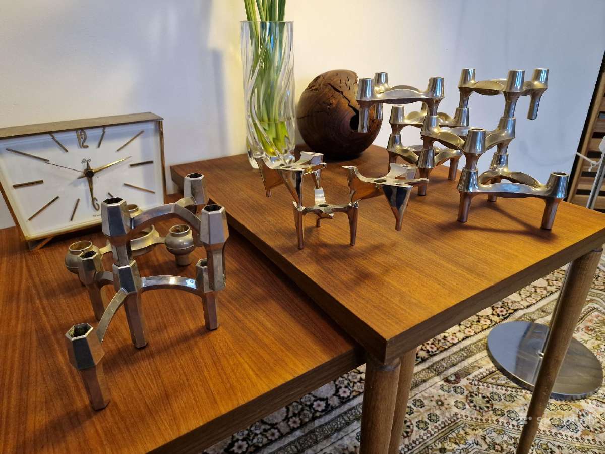 Vintažinės mid century Bauhaus st. chromo žvakidės - nuotraukos Nr. 13