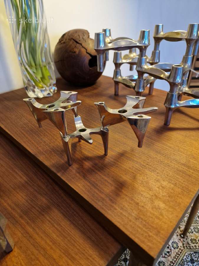 Vintažinės mid century Bauhaus st. chromo žvakidės - nuotraukos Nr. 15