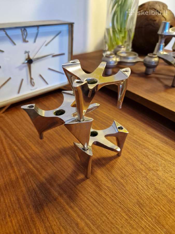 Vintažinės mid century Bauhaus st. chromo žvakidės - nuotraukos Nr. 19