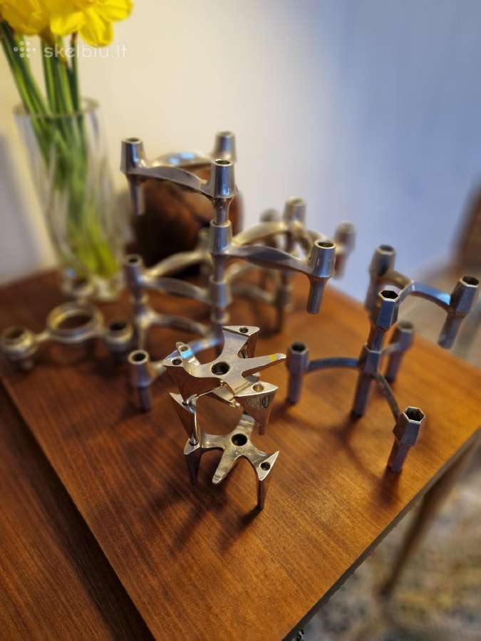 Vintažinės mid century Bauhaus st. chromo žvakidės - nuotraukos Nr. 22