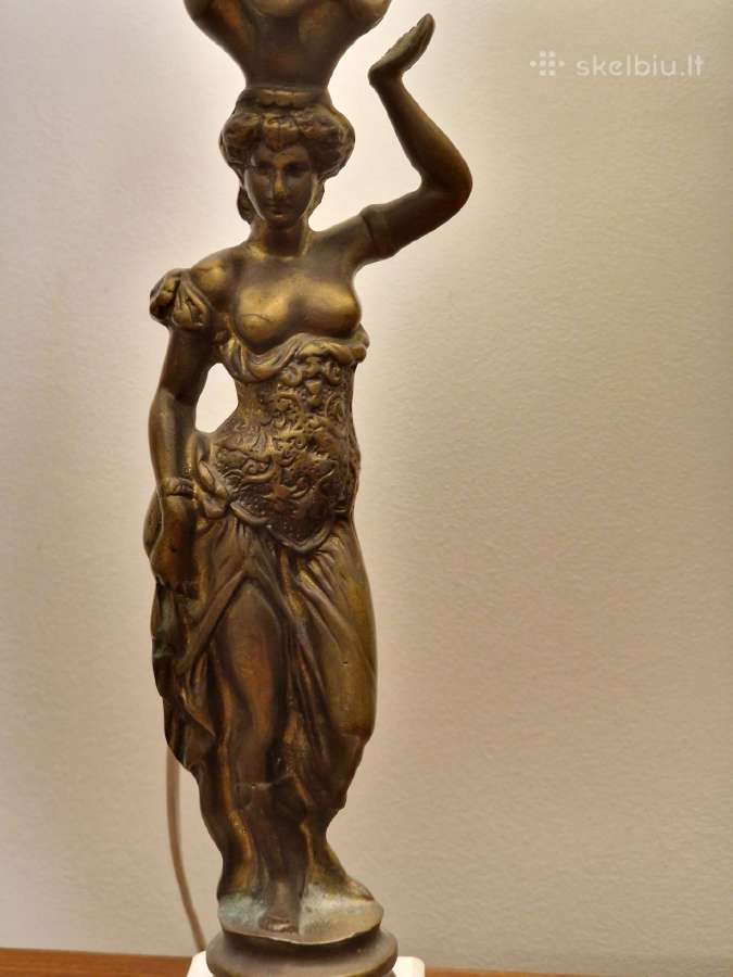 Vintažinė Art Deco bronzinė stalinė lempa - nuotraukos Nr. 3