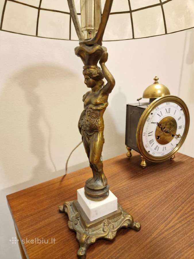 Vintažinė Art Deco bronzinė stalinė lempa - nuotraukos Nr. 16