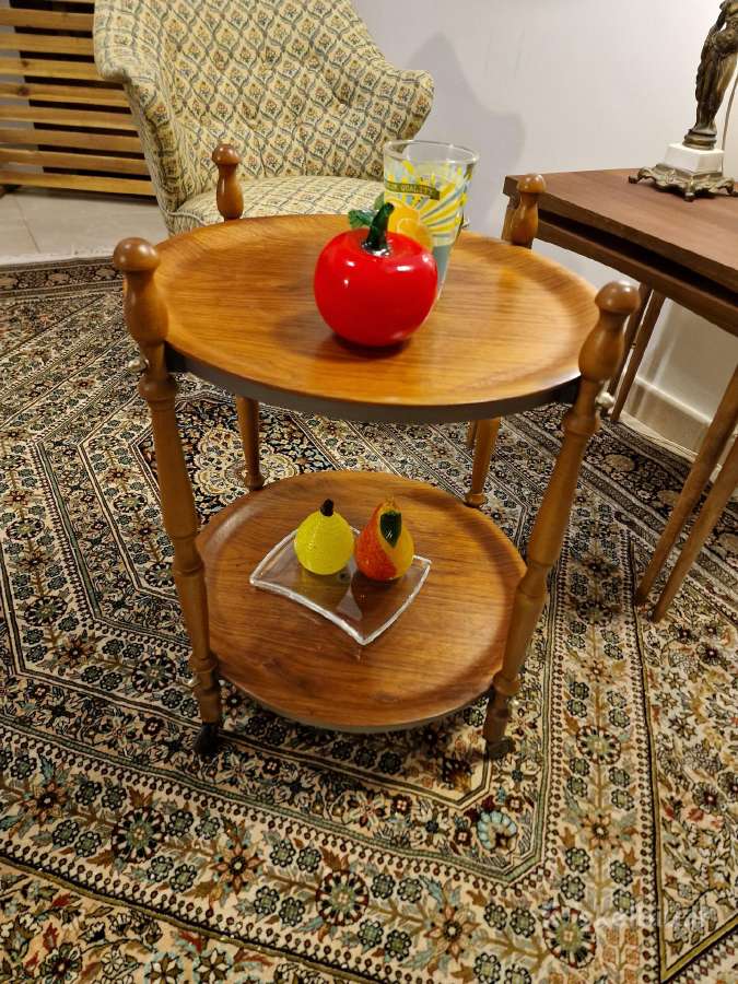 Vintažinis mid century tikmedžio staliukas/servant - nuotraukos Nr. 11