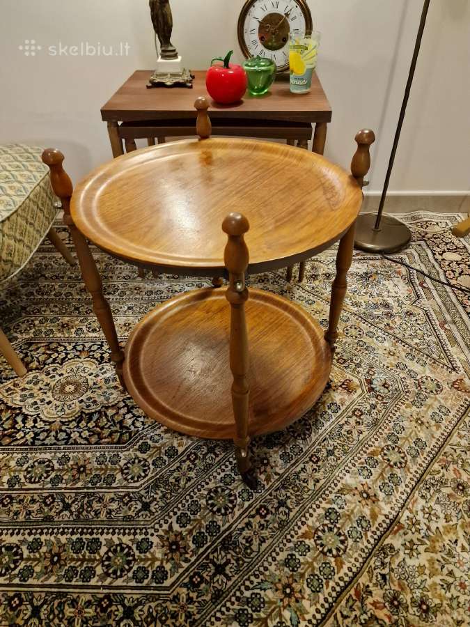 Vintažinis mid century tikmedžio staliukas/servant - nuotraukos Nr. 9