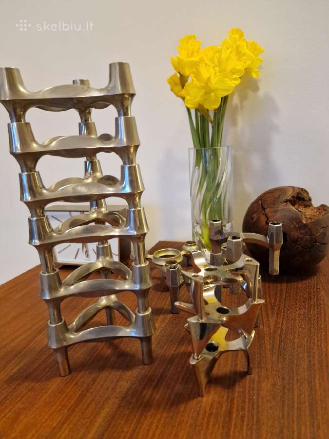 Vintažinės mid century Bauhaus st. chromo žvakidės - nuotraukos Nr. 28