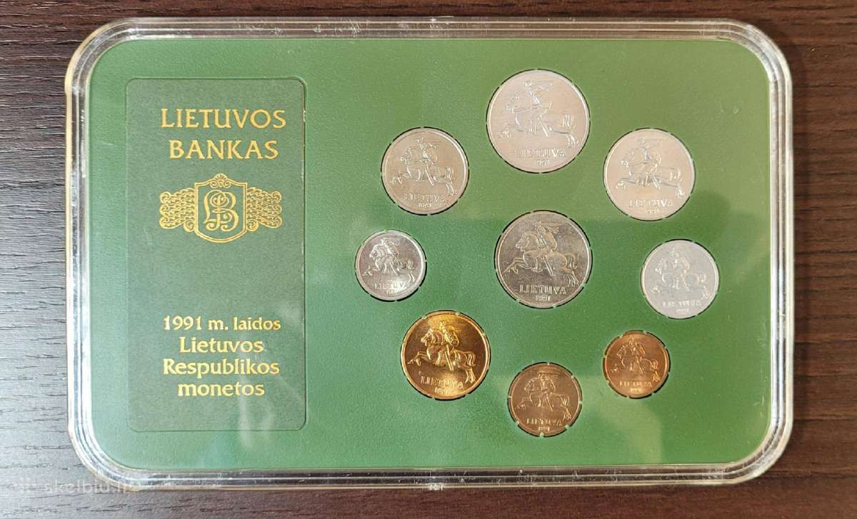 1991 m. apyvartinių lito monetų rinkinys Lietuva - nuotraukos Nr. 2