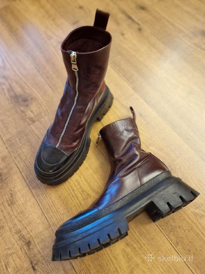 Stilingi odiniai auliniai batai Zara bordo bordinė - nuotraukos Nr. 5