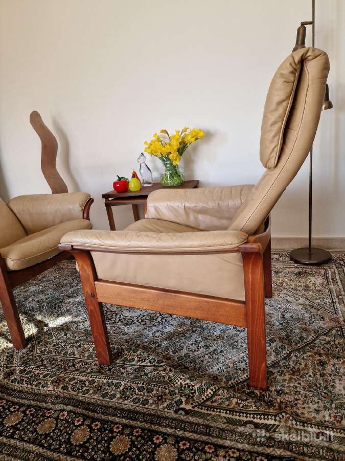 Vintažiniai mid century odiniai foteliai - nuotraukos Nr. 2