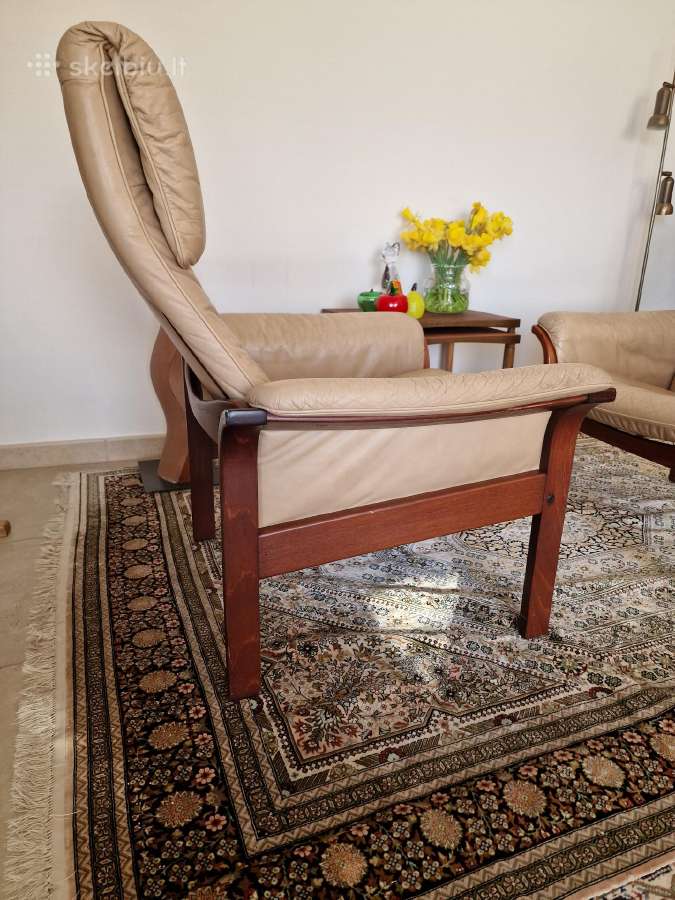 Vintažiniai mid century odiniai foteliai - nuotraukos Nr. 3