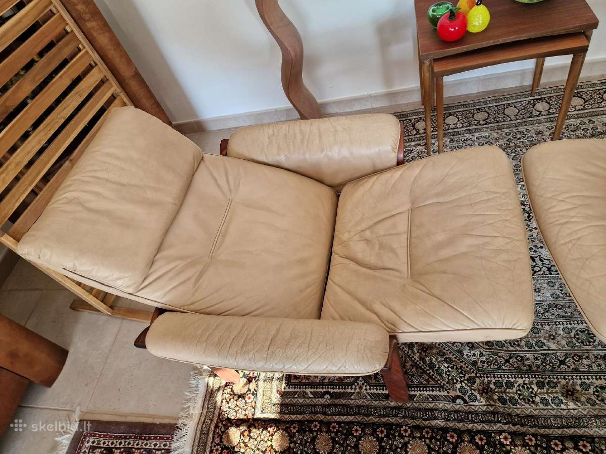 Vintažiniai mid century odiniai foteliai - nuotraukos Nr. 5