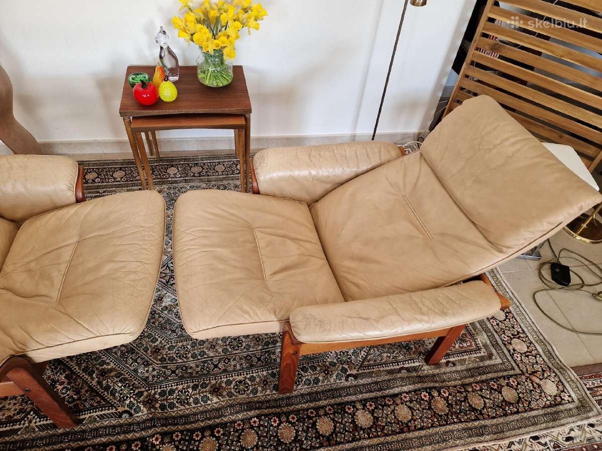 Vintažiniai mid century odiniai foteliai - nuotraukos Nr. 6