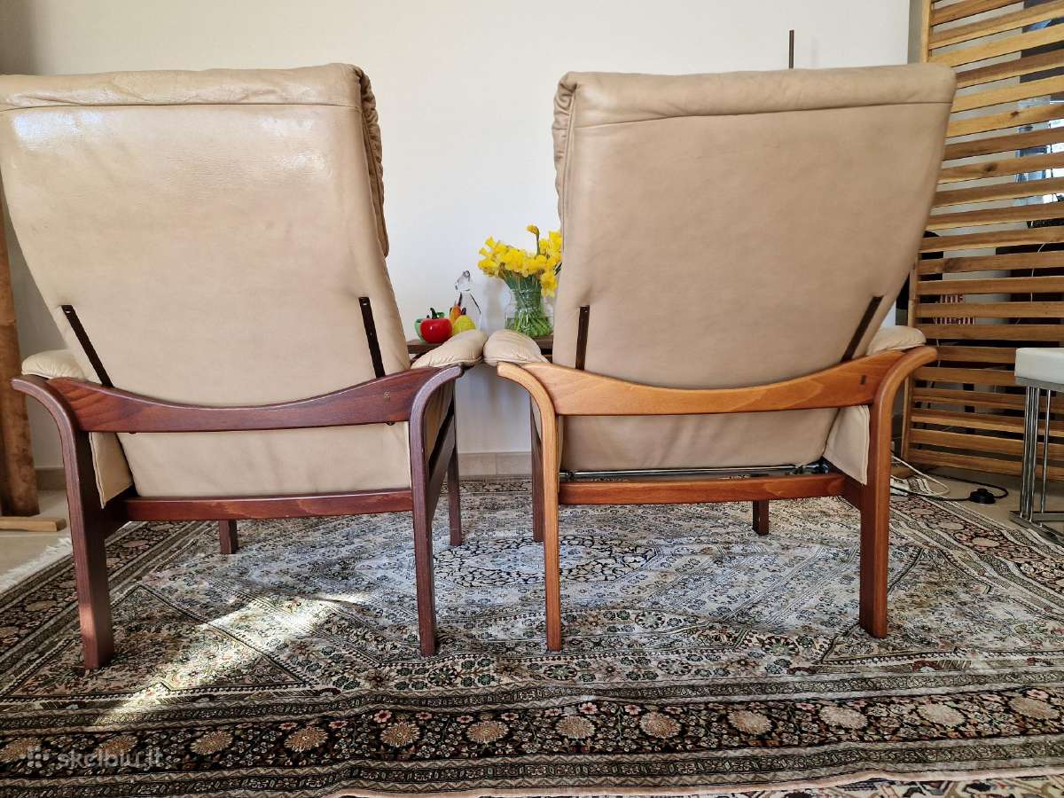 Vintažiniai mid century odiniai foteliai - nuotraukos Nr. 10