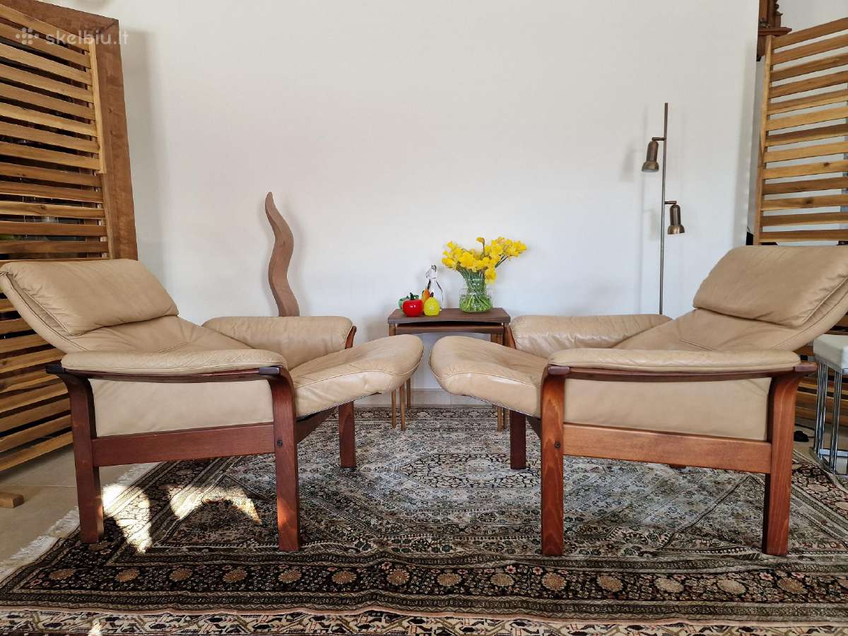 Vintažiniai mid century odiniai foteliai - nuotraukos Nr. 11