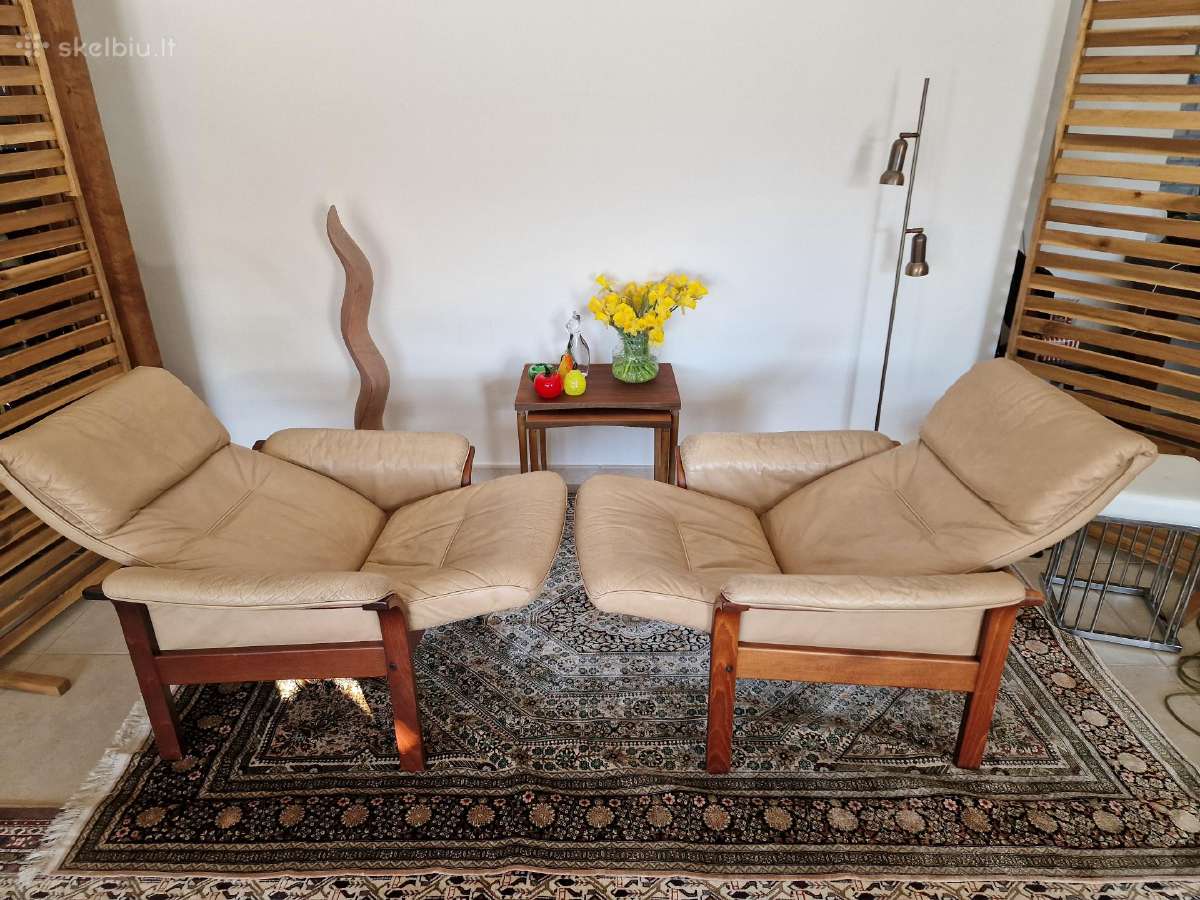 Vintažiniai mid century odiniai foteliai - nuotraukos Nr. 12