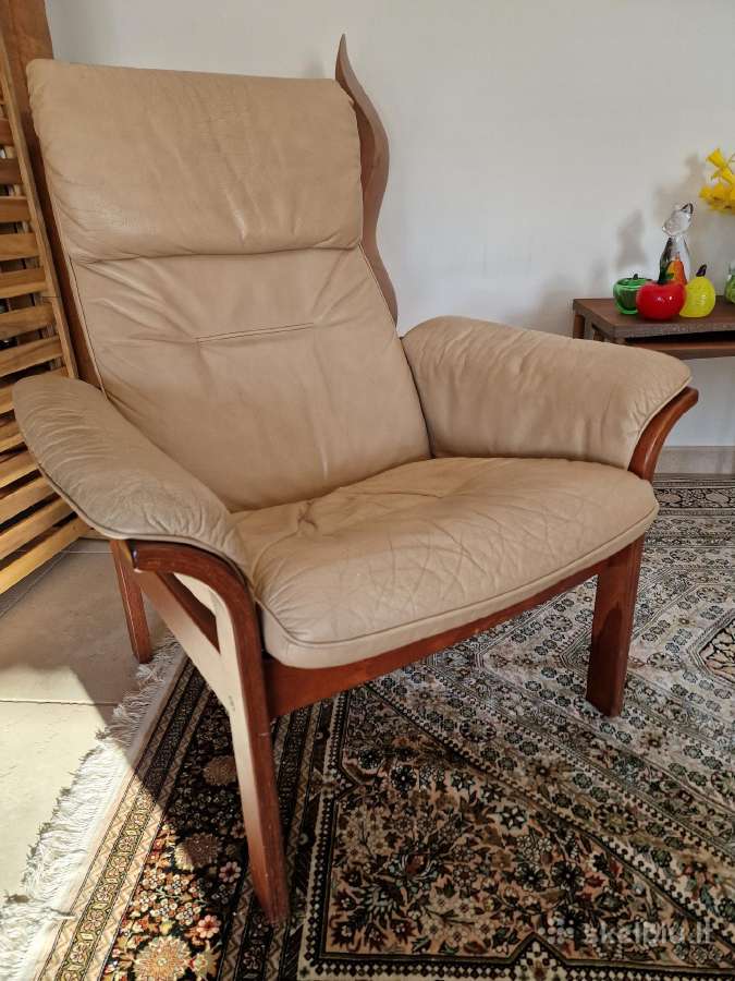 Vintažiniai mid century odiniai foteliai - nuotraukos Nr. 13