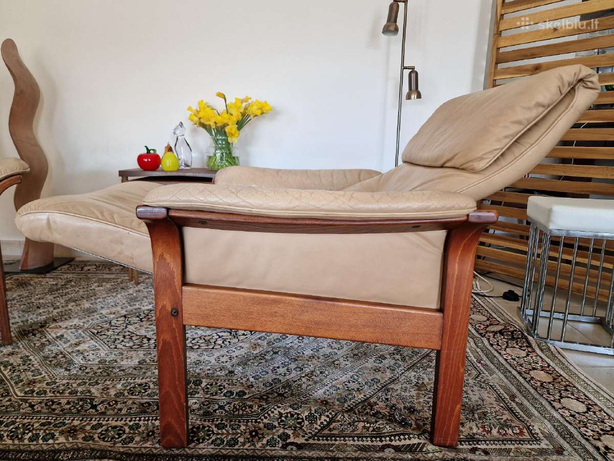 Vintažiniai mid century odiniai foteliai - nuotraukos Nr. 15