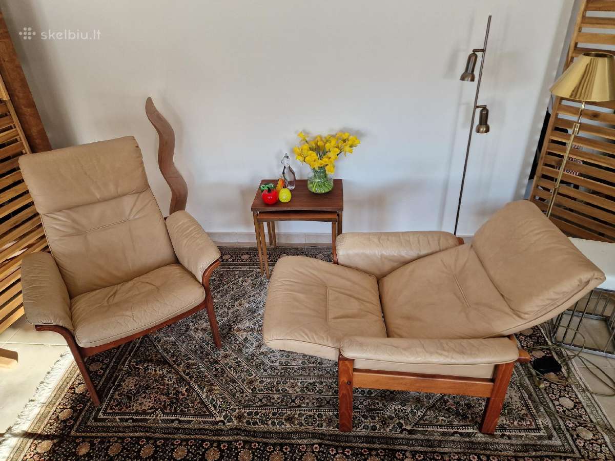 Vintažiniai mid century odiniai foteliai - nuotraukos Nr. 17