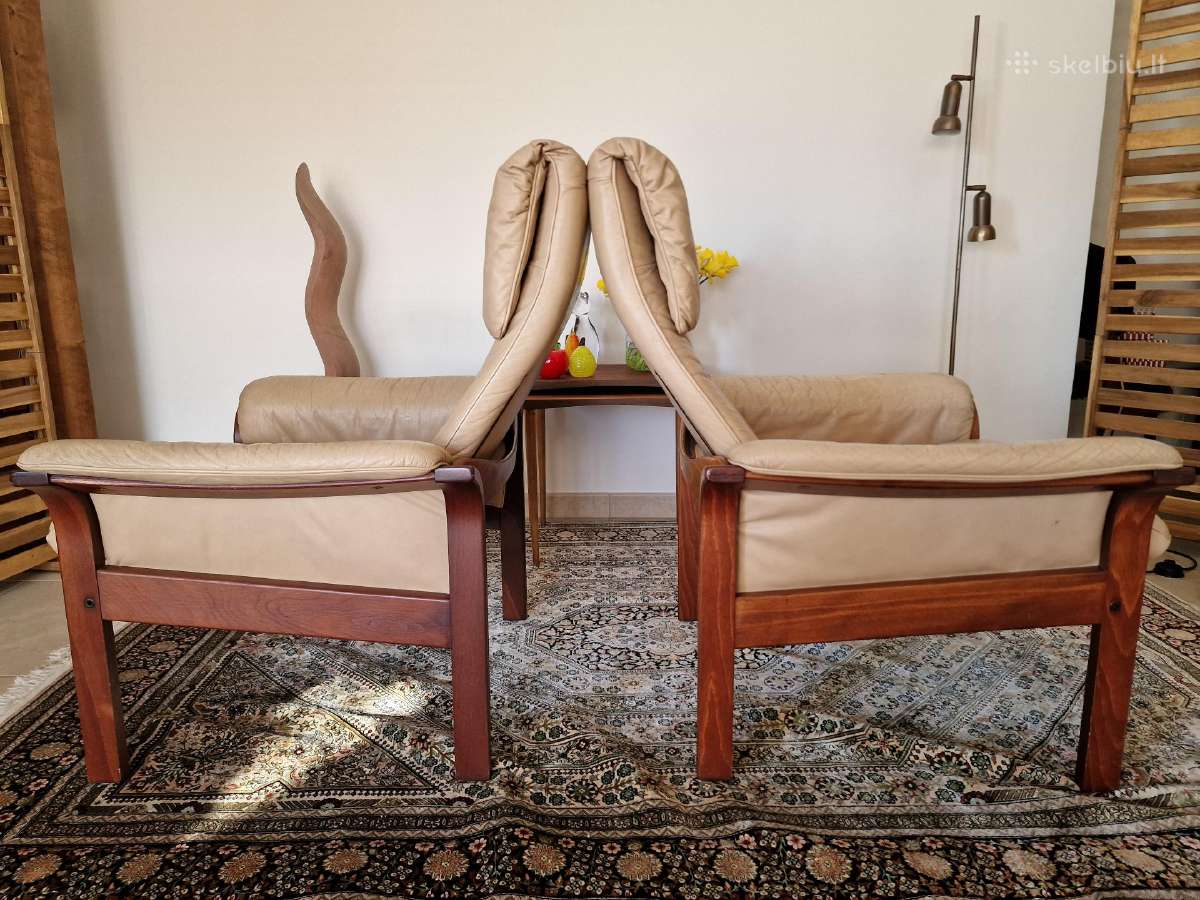 Vintažiniai mid century odiniai foteliai - nuotraukos Nr. 21