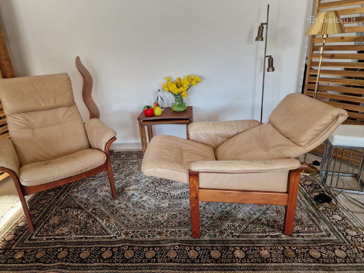 Vintažiniai mid century odiniai foteliai - nuotraukos Nr. 34