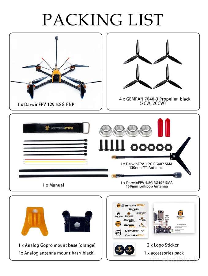 Nauji Darwin129 Fpv dronai 7" GPS long range - nuotraukos Nr. 6