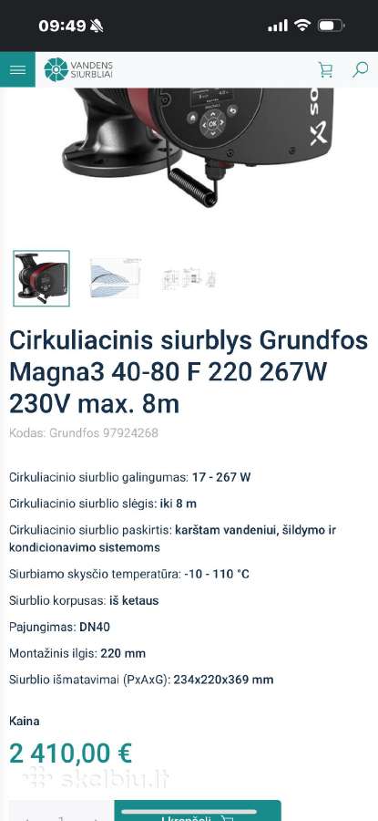 Vandens siurblys grundfos magna 3 - nuotraukos Nr. 3