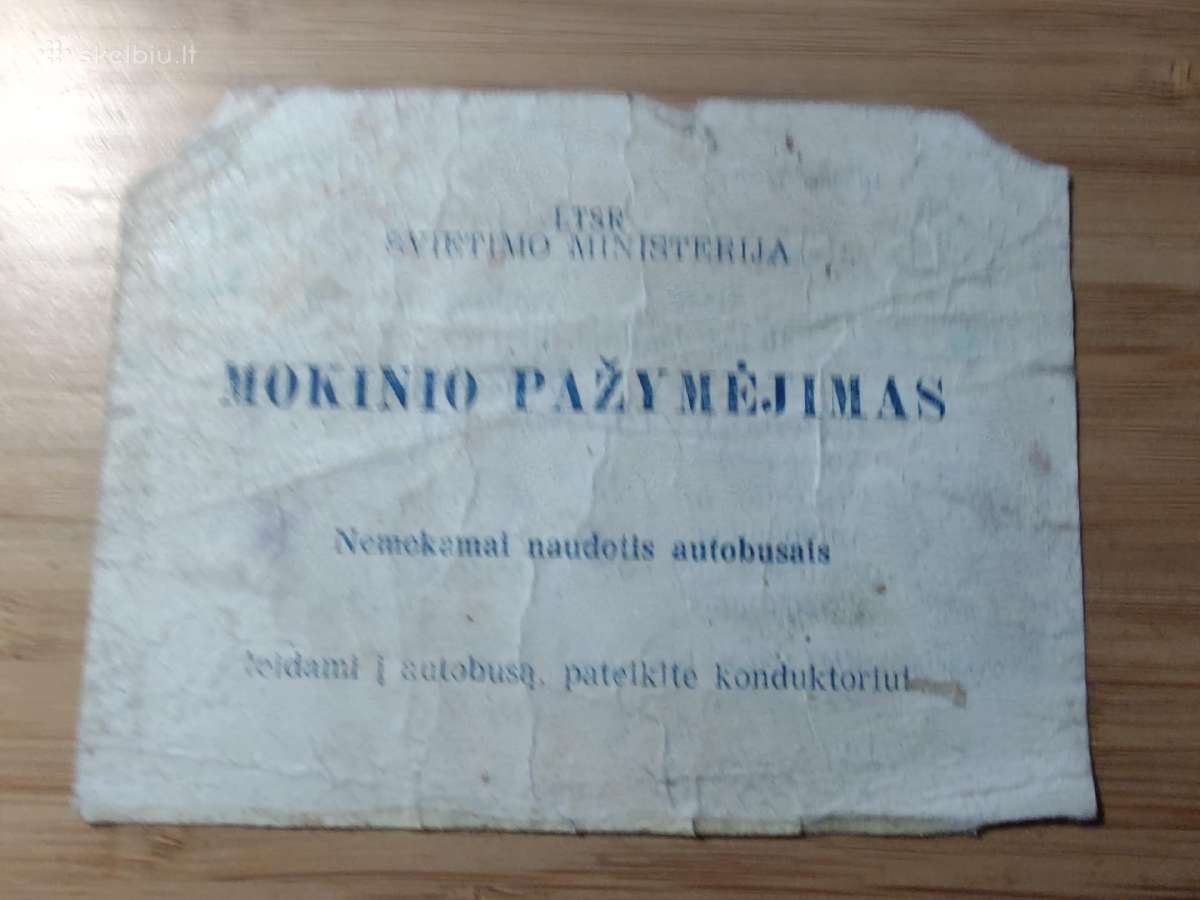 Mokinio pažymėjimas nemokamai naudotis autobusais