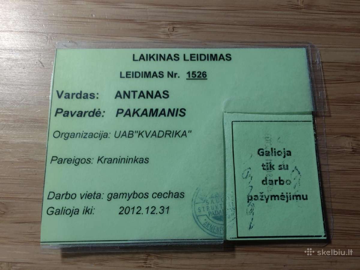 Leidimas įvažiuoti į Akmenės cementas 2021