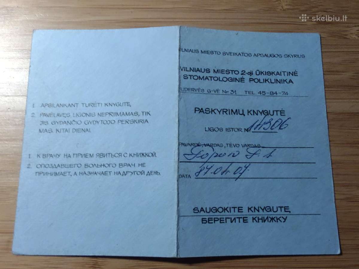 Vilniaus 2-oji poliklinika paskyrimų knygutė
