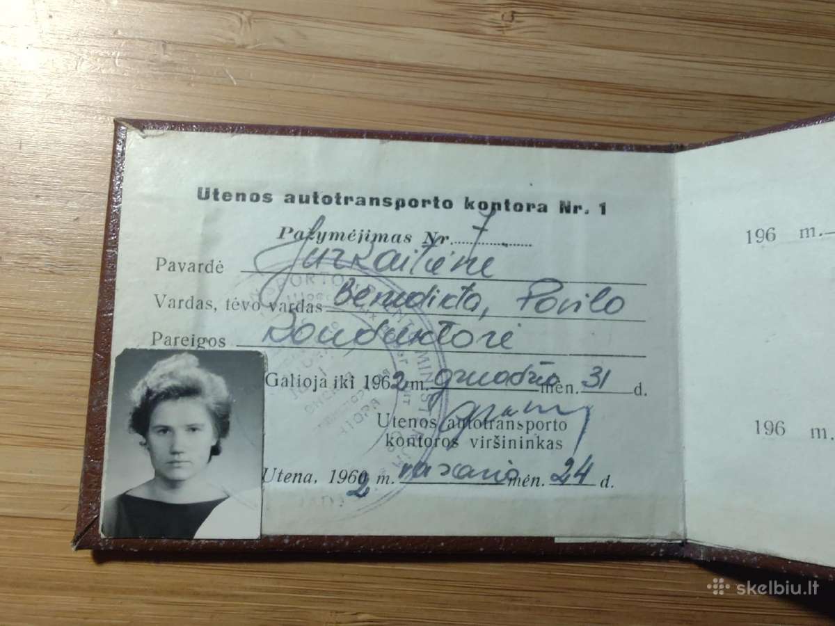 Utenos autotransporto kontoros pažymėjimas 1963 - nuotraukos Nr. 2