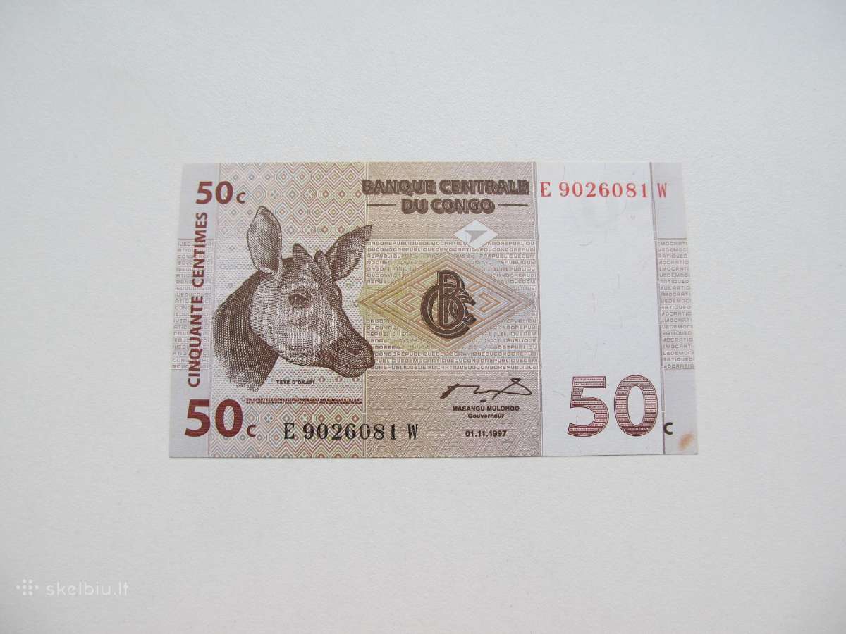 10 ir 50 centimes , Kongas , 1997 Unc - nuotraukos Nr. 3