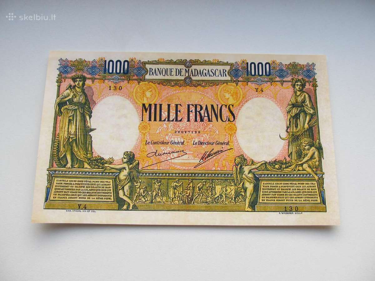 1000 franku , Madagaskaras , 1937