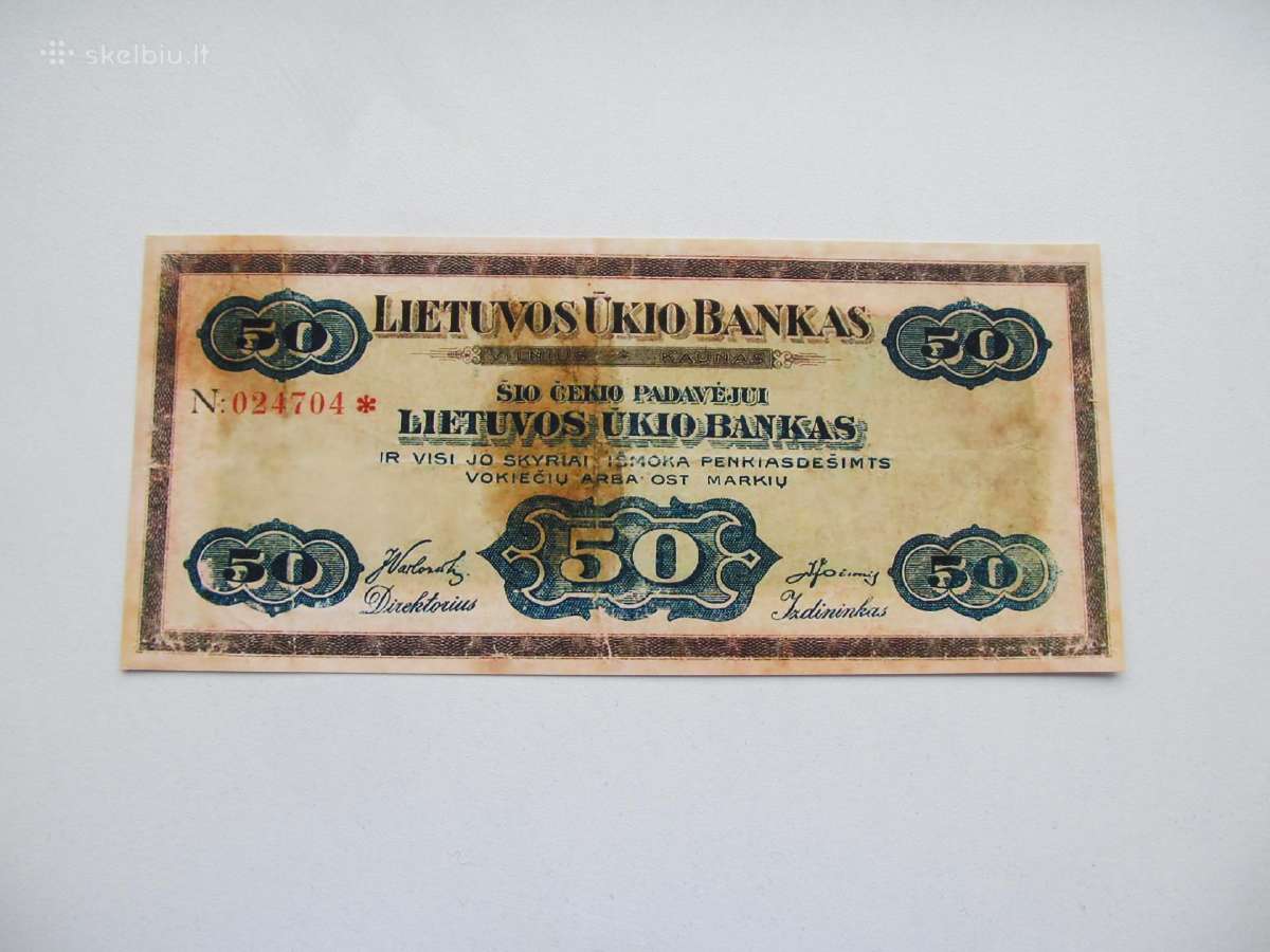 Čekis 50 ost markiu , Lietuvos Ūkio Bankas