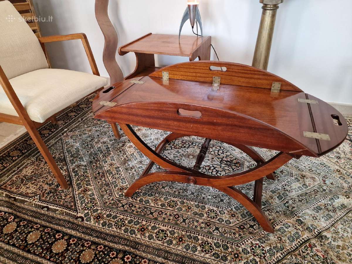 Vintažinis mid century raudonmedžio staliukas - nuotraukos Nr. 12